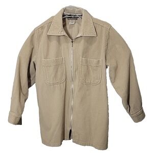 Cenza by Palmettos Corduroy Shirt Jacket Womens Size M Cream Full Zip 90s VTG